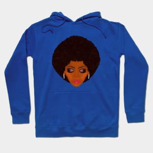 Classic Afro and Purple Smokey Eyes (Royal Blue Background) Hoodie